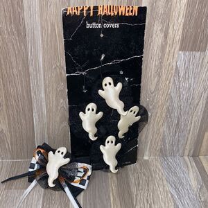 Halloween ghost button cover ups vintage sweater Halloween black and white